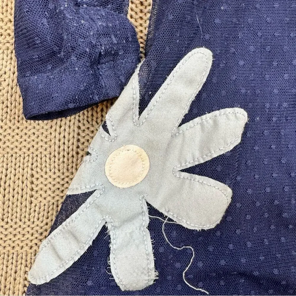Hanna Andersson Blue Tulle Dress with Colorful Floral Appliqué 4